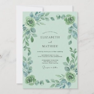 Invitación Boda de hoja de acuarela de espuma de mar