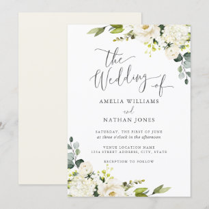 Invitación Boda de hoja de acuarela verde champán