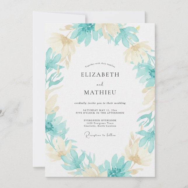 Invitación Boda de hoja de agua de champán (Anverso)