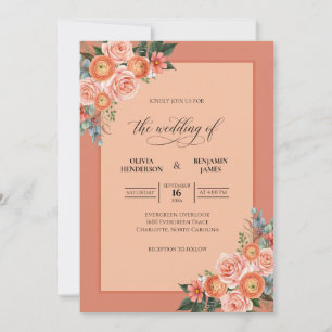 Invitación Boda de hoja de albaricoque de coral