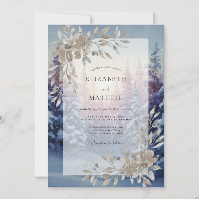 Invitación Boda de hoja de amatista pervinca (Anverso)