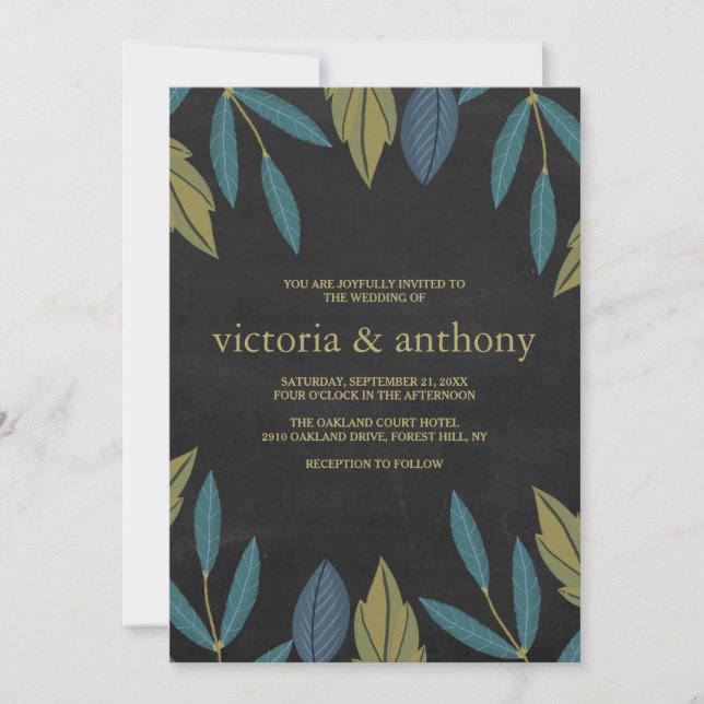 Invitación Boda de hoja de calkboard (Anverso)