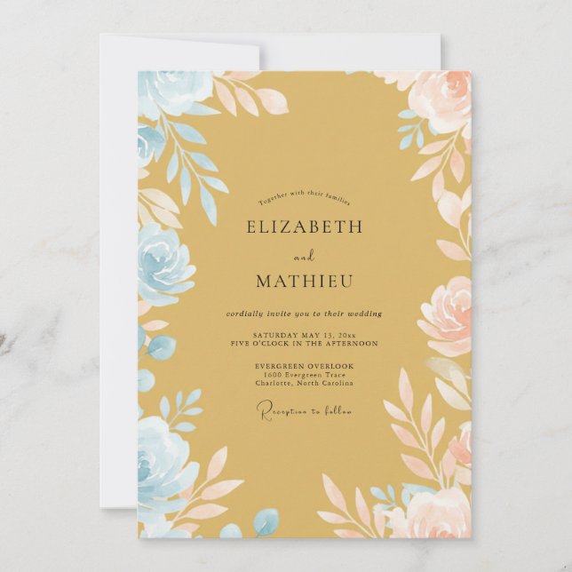 Invitación Boda de Hoja de Cielo Ámbar (Anverso)