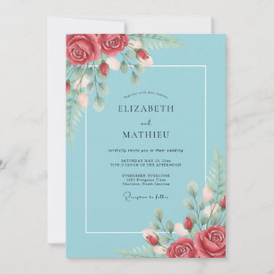 Invitación Boda de hoja de cielo carmesí