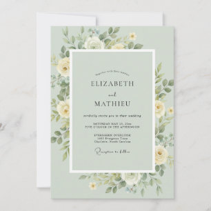 Invitación Boda de hoja de crema de espuma de mar