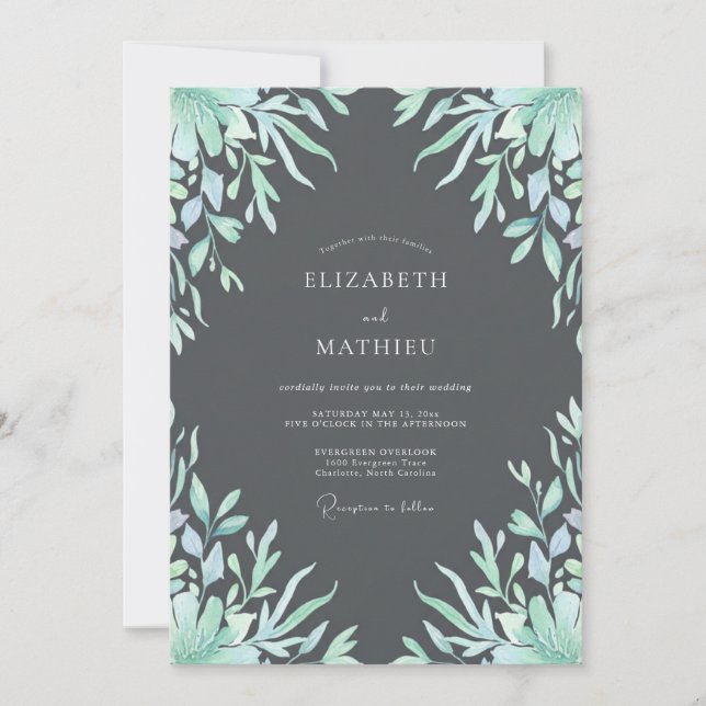 Invitación Boda de Hoja de Espuma de Carbón (Anverso)