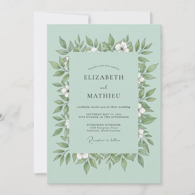 Invitación Boda de Hoja de Espuma de Mar (Anverso)