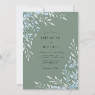 Invitación Boda de hoja de espuma de mar silenciada