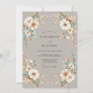 Invitación Boda de hoja de espuma de mar taupe