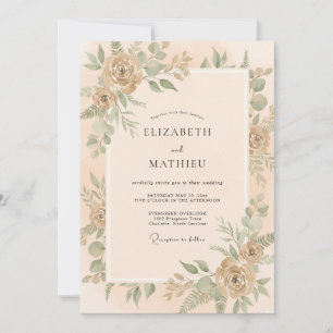 Invitación Boda de hoja de eucalipto albaricoque