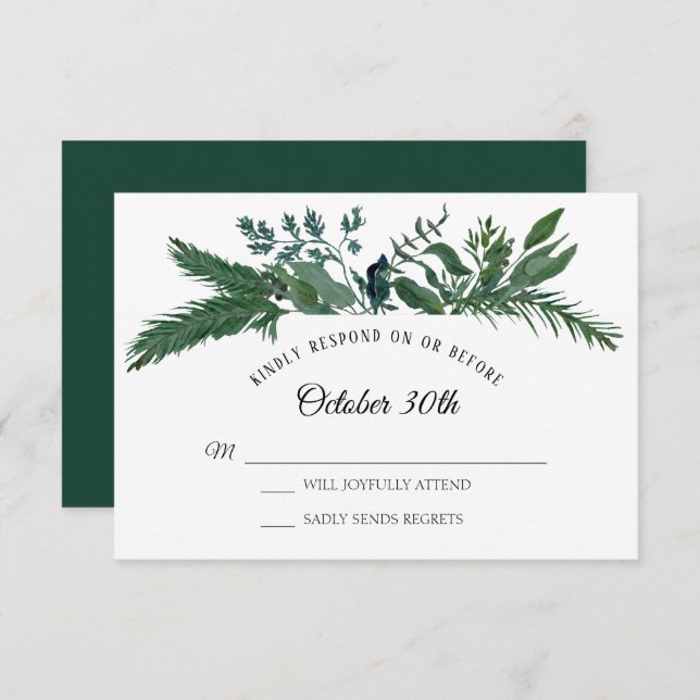 Invitación Boda de hoja de follaje de montaña de bosque de in (Anverso / Reverso)