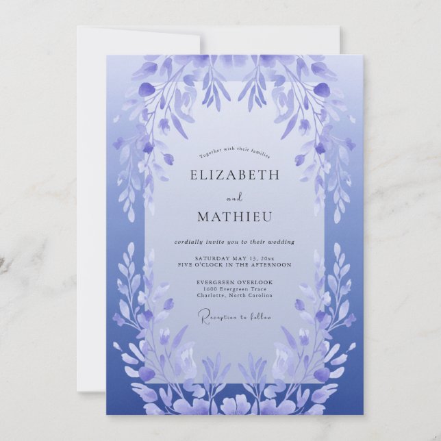 Invitación Boda de hoja de lila (Anverso)