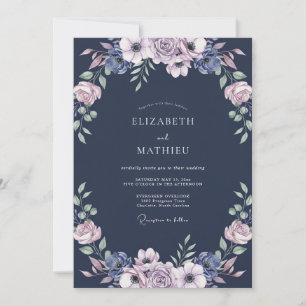 Invitación Boda de hoja de lila a medianoche