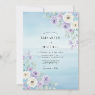 Invitación Boda de hoja de lila azulada