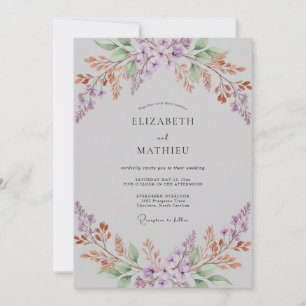 Invitación Boda de Hoja de Lila Plateada