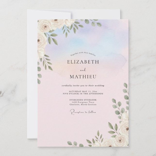 Invitación Boda de hoja de lila suave (Anverso)
