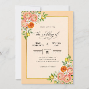 Invitación Boda de hoja de limón melocotón