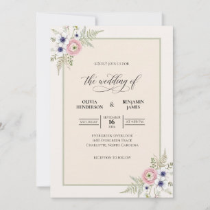 Invitación Boda de hoja de malva de aciano