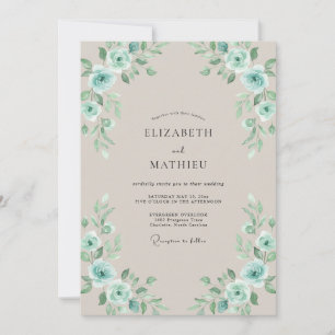 Invitación Boda de hoja de mar de aqua dorada