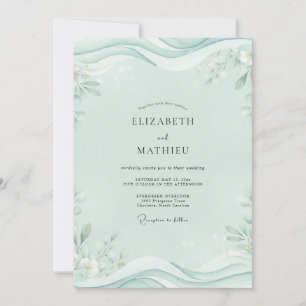 Invitación Boda de hoja de menta ondulada