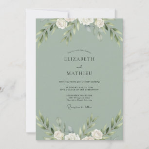 Invitación Boda de hoja de menta plateada