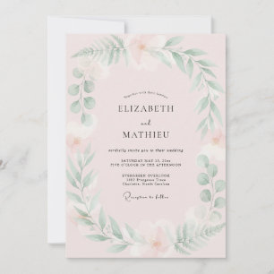 Invitación Boda de hoja de menta rosa rubor