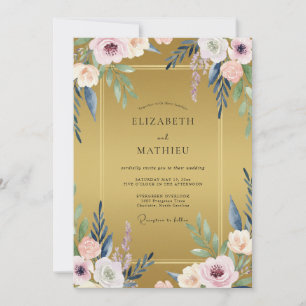 Invitación Boda de hoja de mostaza malva
