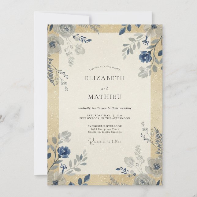 Invitación Boda de hoja de oro de acero (Anverso)