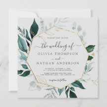 Boda de hoja de oro de Emerald Grey Square