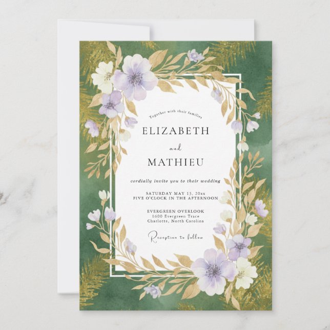 Invitación Boda de Hoja de Orquídea Esmeralda (Anverso)