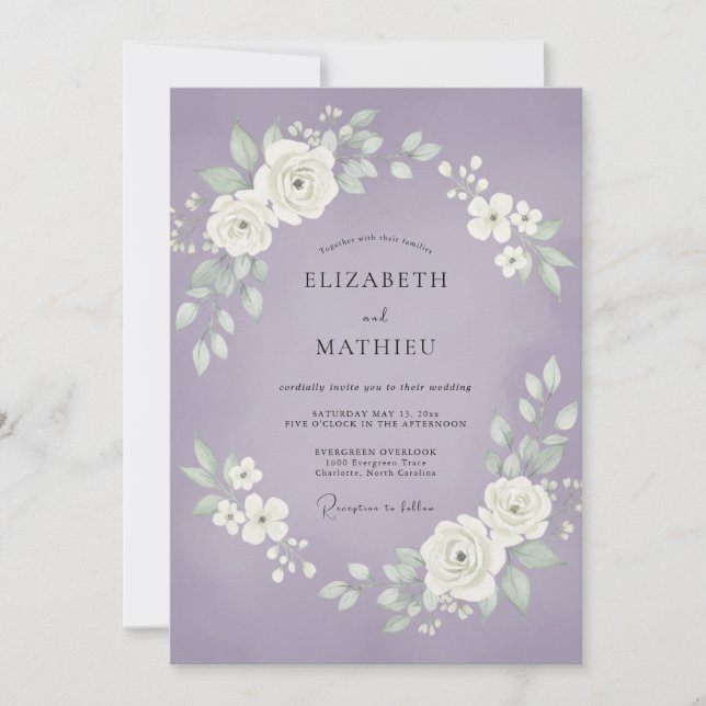 Invitación Boda de hoja de orquídea silenciada (Anverso)