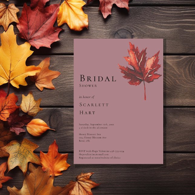 Invitación Boda de hoja de otoño simple ducha de novia (Subido por el creador)