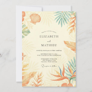Invitación Boda de hoja de palma de coral