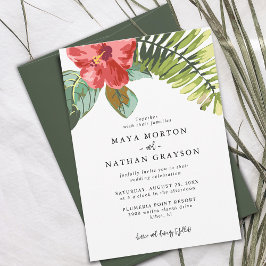 Invitación Boda de hoja de palma de flor tropical de verano