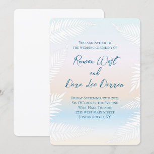 Invitación Boda de hoja de palma tropical puesta de sol Paste