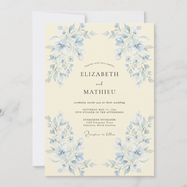 Invitación Boda de Hoja de Periwinkle Mantequilla (Anverso)