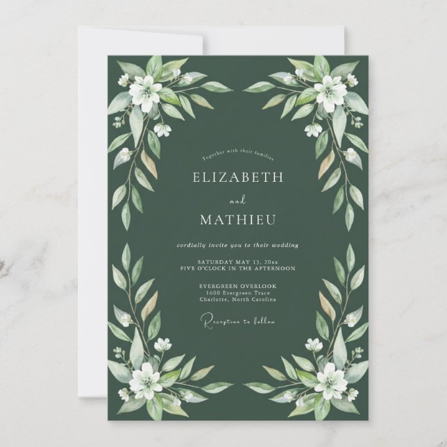 Invitación Boda de Hoja de Pino Oscuro (Anverso)