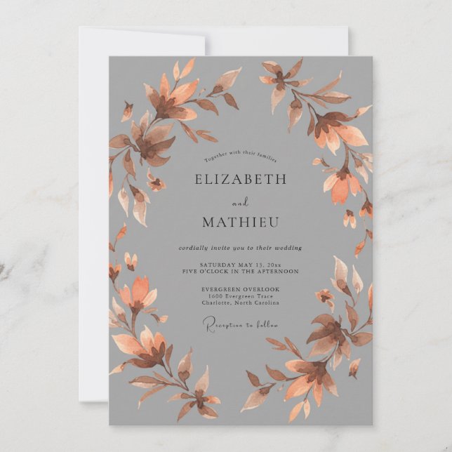Invitación Boda de hoja de pizarra de cobre (Anverso)