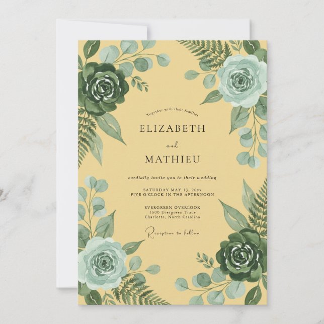 Invitación Boda de hoja de pizarra de mantequilla (Anverso)