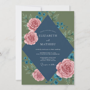 Invitación Boda de hoja de pizarra de musgo