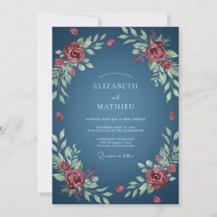 Invitación Boda de hoja de pizarra escarlata