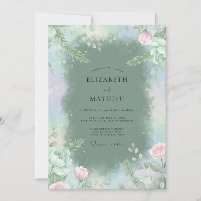 Invitación Boda de hoja de pizarra polvorienta (Anverso)