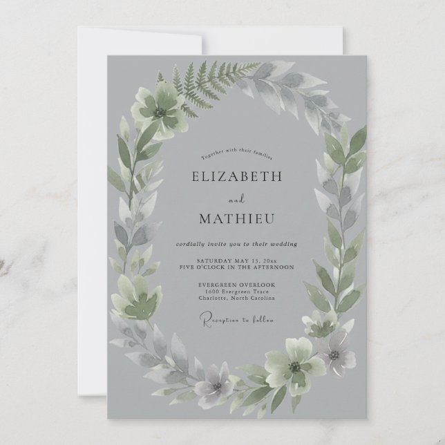 Invitación Boda de hoja de plata de pizarra (Anverso)