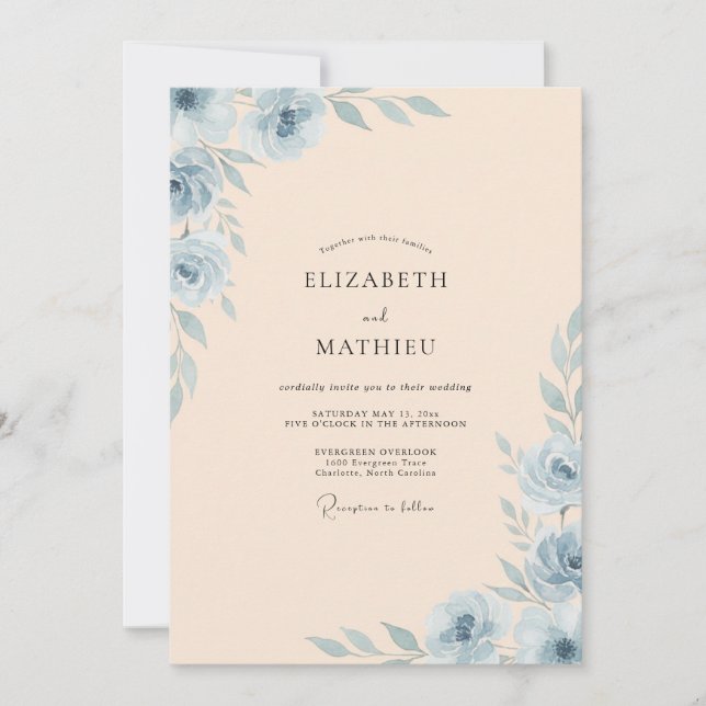 Invitación Boda de Hoja de Polvo de Champán (Anverso)