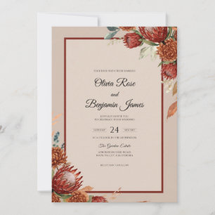 Invitación Boda de hoja de protea de óxido
