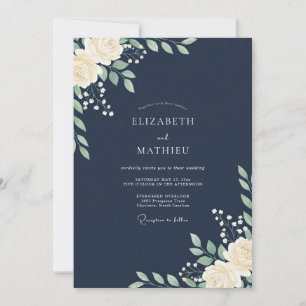 Invitación Boda de hoja de ranúnculo de medianoche