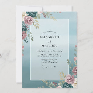 Invitación Boda de hoja de rosa de acero