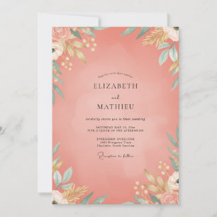Invitación Boda de hoja de salmón