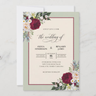 Invitación Boda de hoja de salvia carmesí