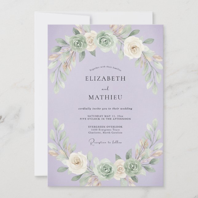 Invitación Boda de hoja de suculenta violeta (Anverso)